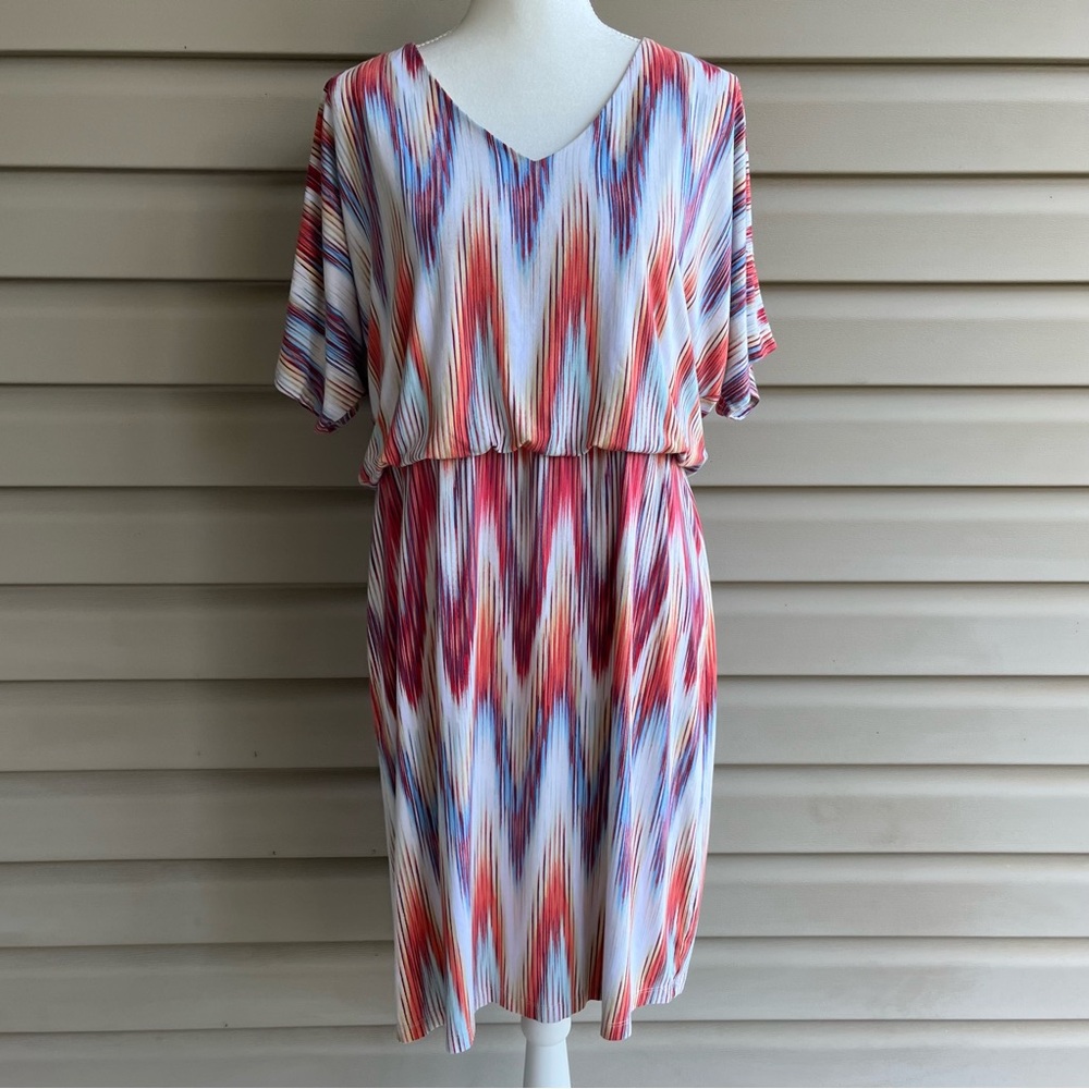 •Chico’s• Blousen IKAT Pattern Boho Dress - Size Large